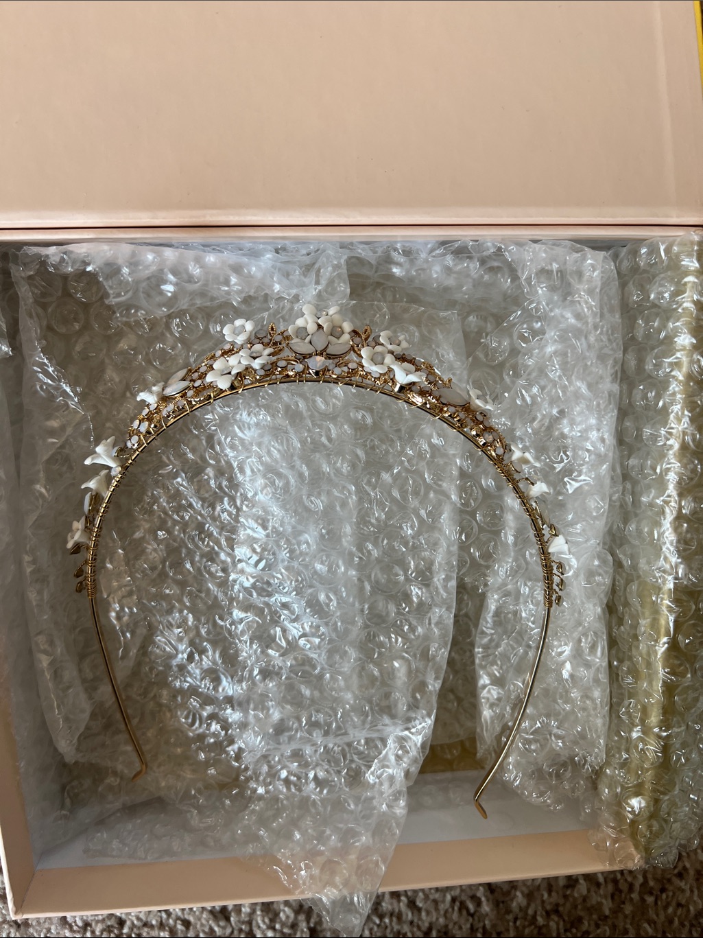Twigs & Honey Bridal Tiara - Gold, White, Light Blue — image 7 of 8
